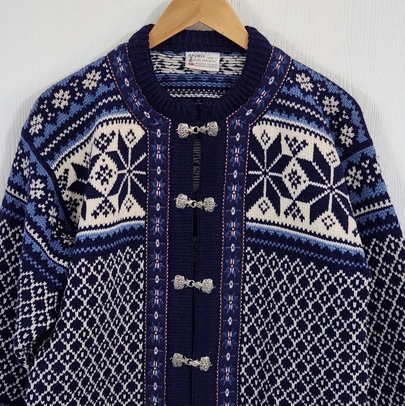 Vintage Voss Norwegian New Wool Unisex Fair Isle Sweater - Picture 2 of 10